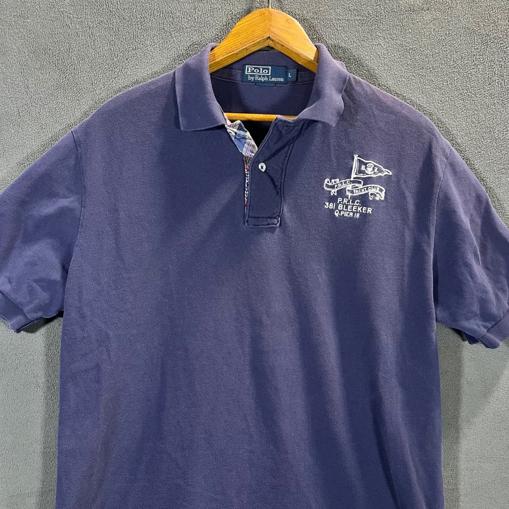 Polo Ralph Lauren Mens Navy Blue Yacht Club Graphic Polo Shirt Large PRLC 381